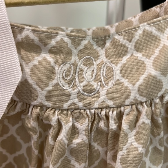 Khaki Sunsuit, with ribbon ties, monogrammed CCO - Picture 2 of 3